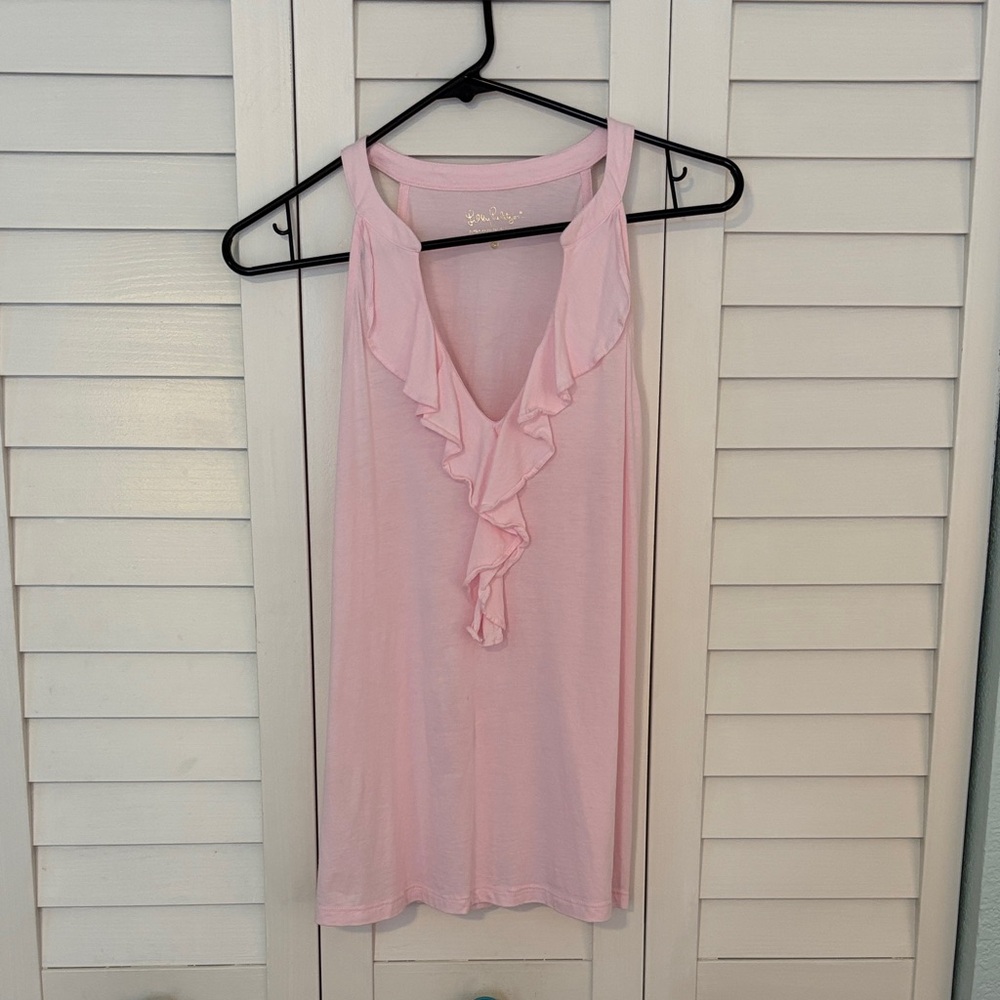 Lilly Pulitzer Top Light Pink Ruffle Tank Small